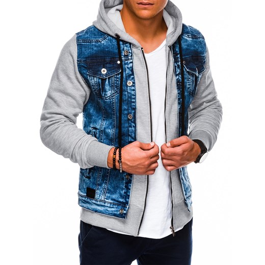 Niebieska kurtka męska Ombre Clothing bez zapięcia