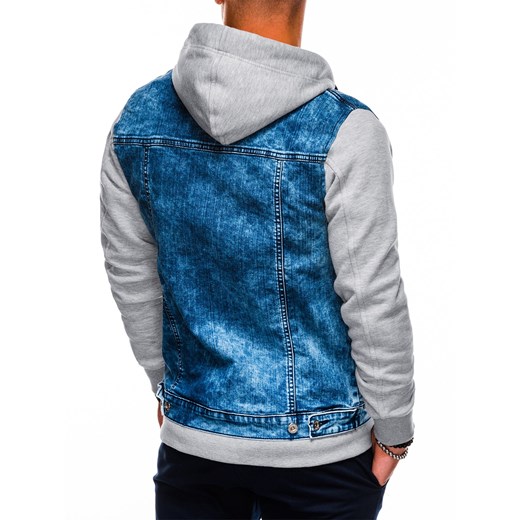 Niebieska kurtka męska Ombre Clothing bez zapięcia