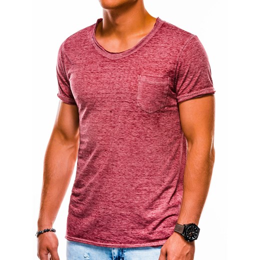 Różowy t-shirt męski Ombre z krótkim rękawem bez wzorów 