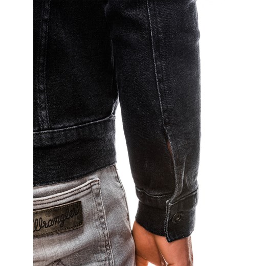 Kurtka męska Ombre czarna casual gładka z jeansu 