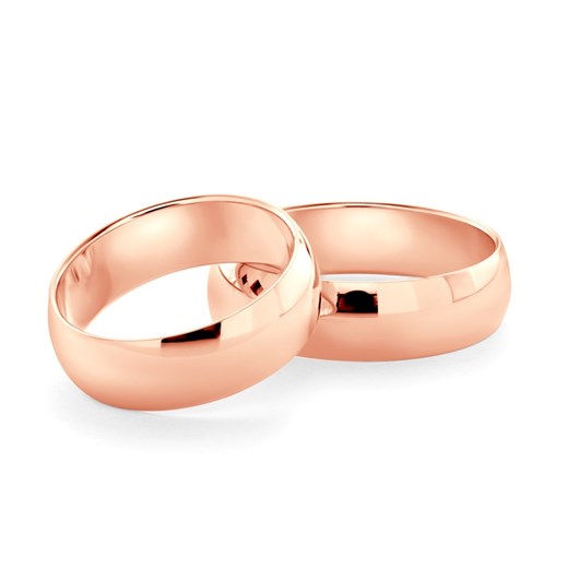 Obrączki ślubne: różowe złoto, półokrągłe, 6 mm