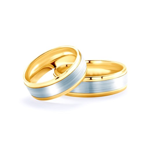 Obrączki ślubne: dwukolorowe złoto, płaskie, 6,5 mm
