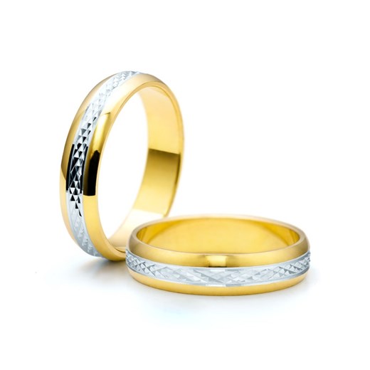 Obrączki ślubne: dwukolorowe złoto, półokrągłe, 4,3 mm