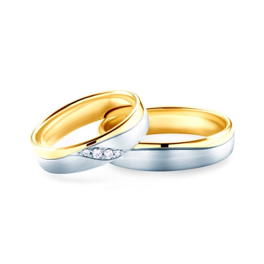 Obrączki ślubne: dwukolorowe złoto, okrągłe, 5 mm