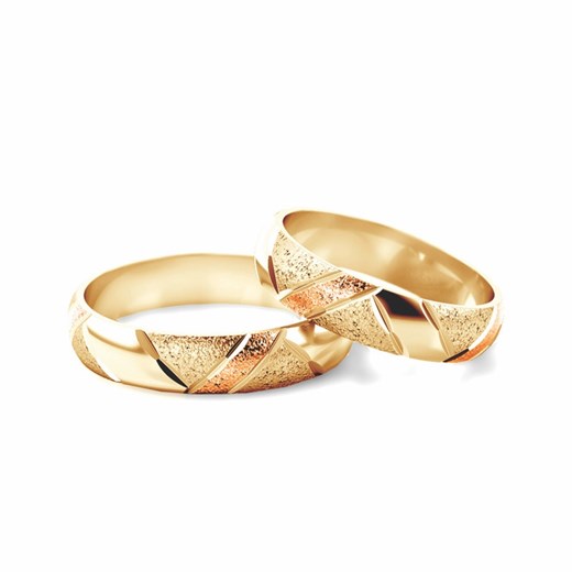 Obrączki ślubne: dwukolorowe złoto, półokrągłe, 4,5 mm