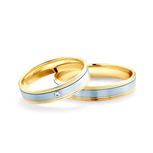 Obrączki ślubne: dwukolorowe złoto, płaskie, 4 mm