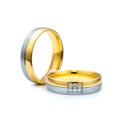 Obrączki ślubne: dwukolorowe złoto, półokrągłe, 5 mm