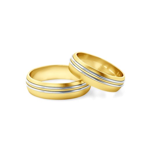 Obrączki ślubne: dwukolorowe złoto, półokrągłe, 5,5 mm
