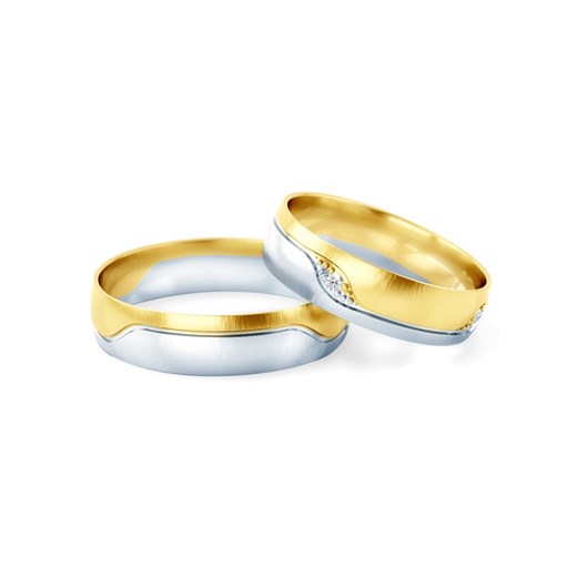 Obrączki ślubne: dwukolorowe złoto, okrągłe, 4,5 mm