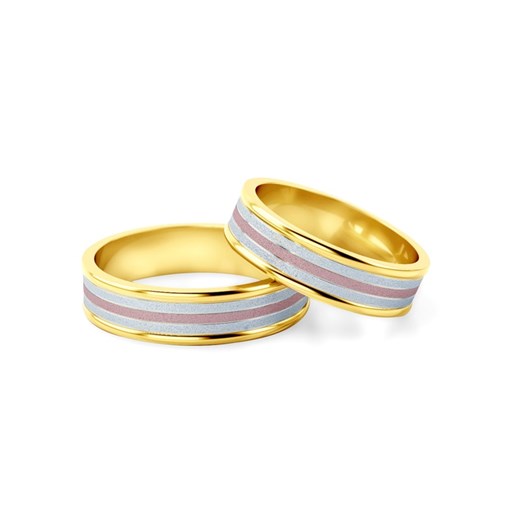 Obrączki ślubne: trzykolorowe złoto, płaskie, 5,2 mm