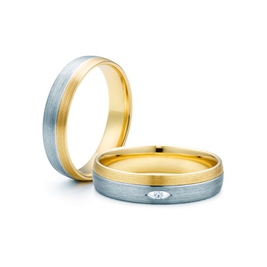 Obrączki ślubne: dwukolorowe złoto, okrągłe, 4,5 mm