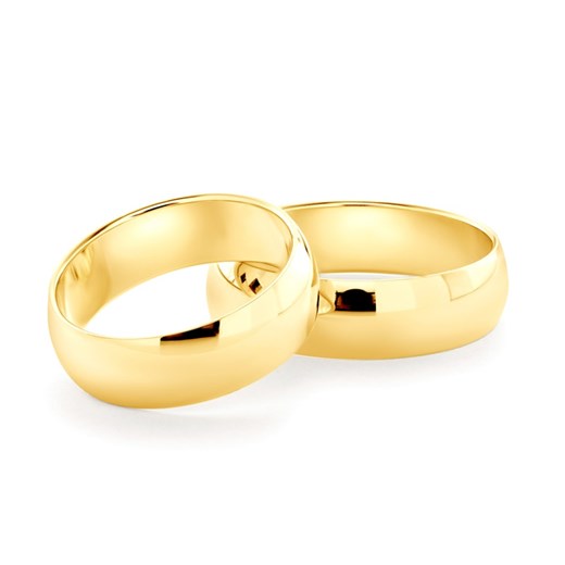 Obrączki ślubne: złote, półokrągłe, 6 mm