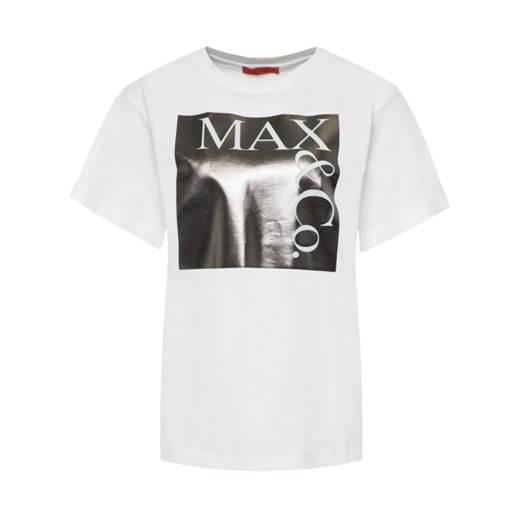 Bluzka damska biała Max & Co. z okrągłym dekoltem 