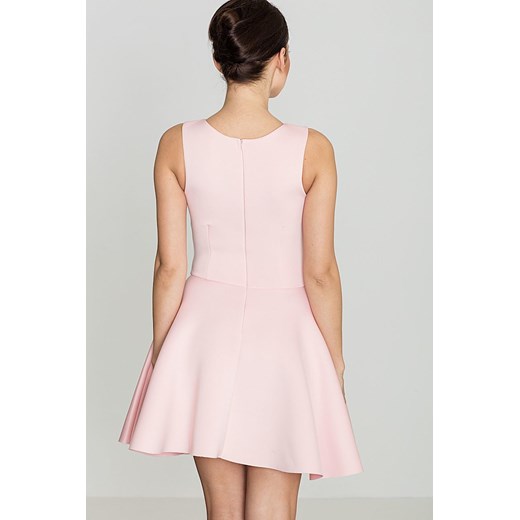 Sukienka różowa elegancka bez rękawów mini neoprenowa 