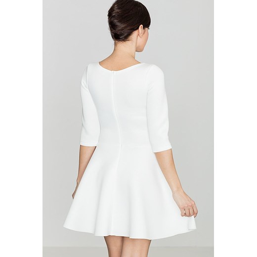 Sukienka z okrągłym dekoltem biała z długim rękawem 