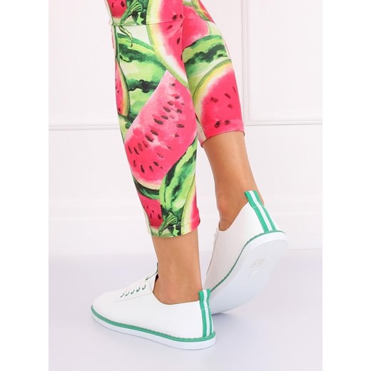 Buty sportowe damskie casualowe młodzieżowe ze skóry ekologicznej gładkie 