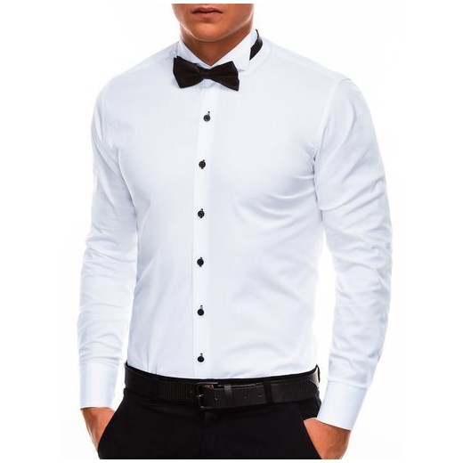 Koszula męska elegancka z długim rękawem K309 - biała