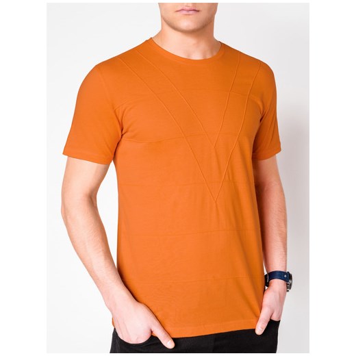 T-shirt męski bez nadruku S962 - pomarańczowy