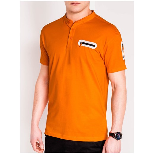 T-shirt męski bez nadruku S665 - pomarańczowy