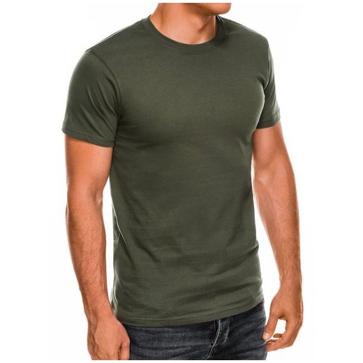 T-shirt męski bez nadruku S884 - khaki