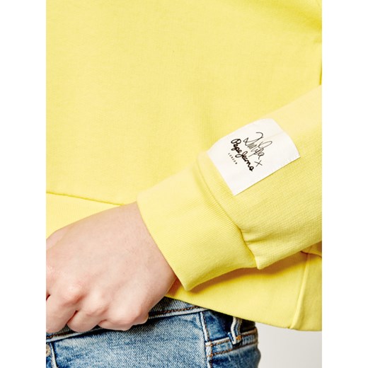 Bluza damska żółta Pepe Jeans z napisami krótka młodzieżowa 