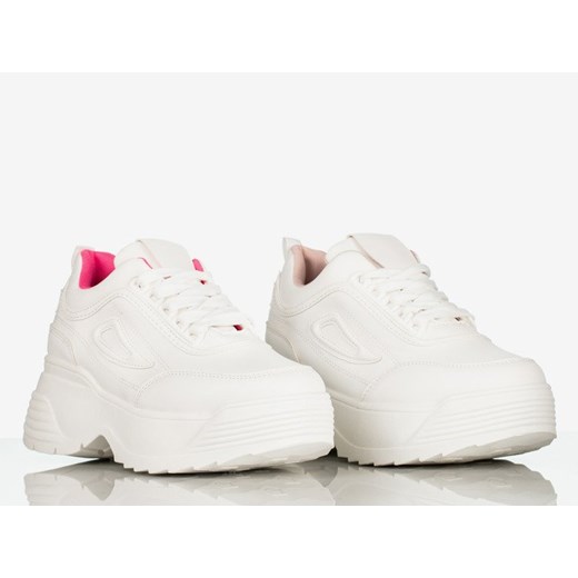 Biało - różowe sportowe buty damskie na grubej podeszwie Free And Young - Obuwie  Royalfashion.pl 40 