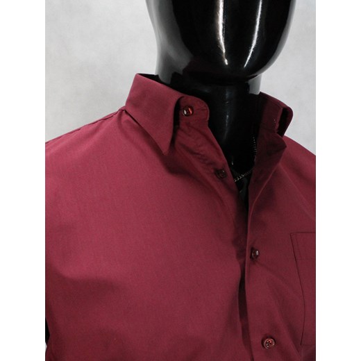 Bordowa koszula męska z kieszonką - 100% bawełna koszule24-eu czerwony bawełniane