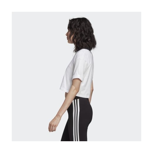 Bluzka damska Adidas biała z krótkim rękawem z okrągłym dekoltem 