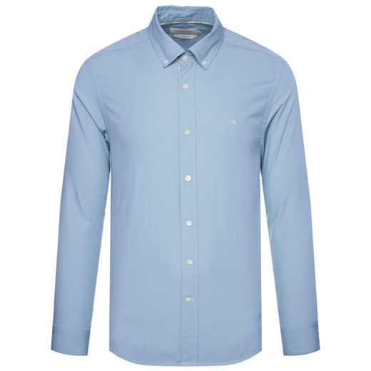 Niebieska koszula męska Calvin Klein bez wzorów z długim rękawem 