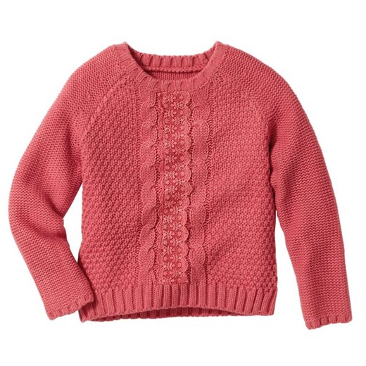 Sweter z koronkową aplikacją la-redoute-pl czerwony akryl