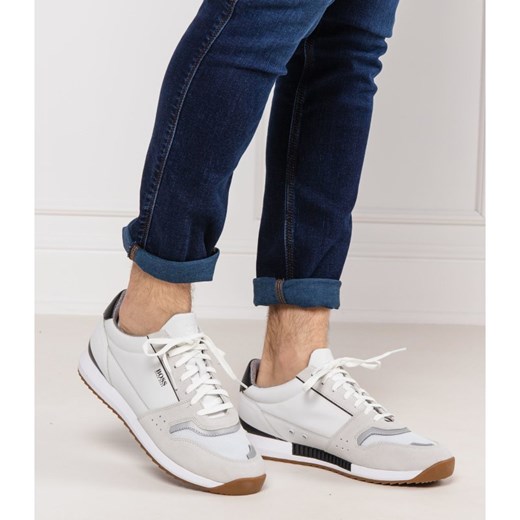 Buty sportowe męskie białe BOSS Hugo na wiosnę sznurowane skórzane 