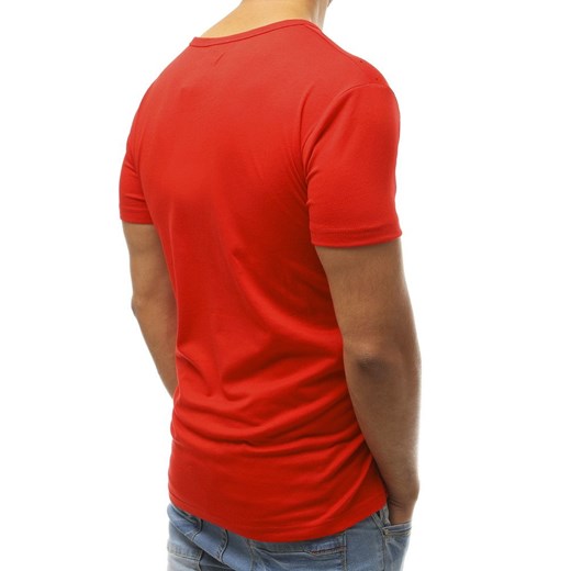 T-shirt męski czerwony Dstreet z krótkim rękawem z nadrukami 