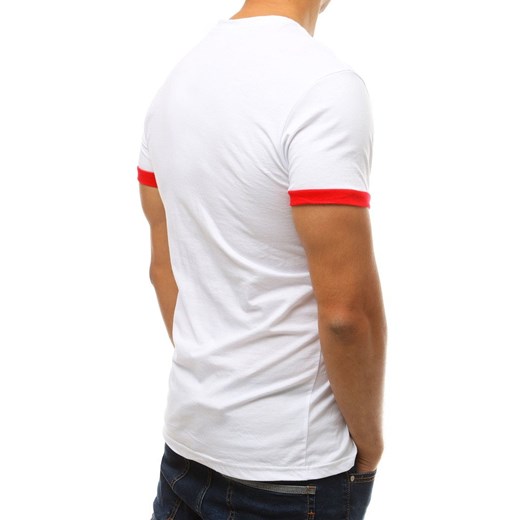 T-shirt męski biały Dstreet młodzieżowy z krótkim rękawem 