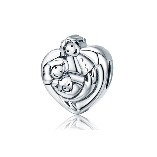 Rodowany srebrny wiszący charms do pandora serce szczęśliwa kochająca się rodzina happy family srebro 925 NEW105 Valerio   Valerio.pl