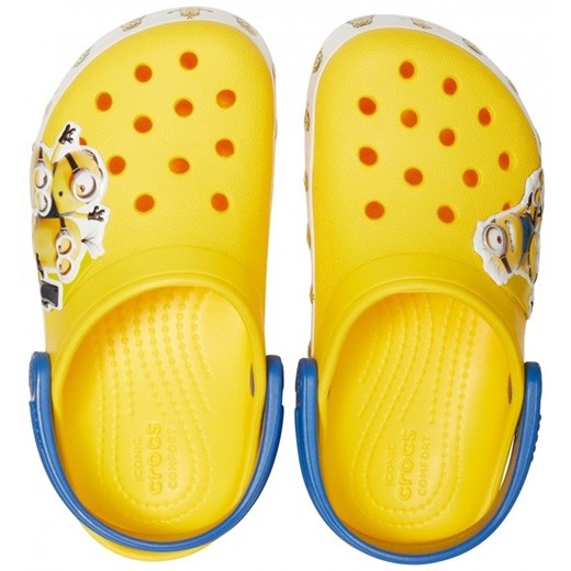 Klapki dziecięce żółte Crocs z gumy z minionkami 