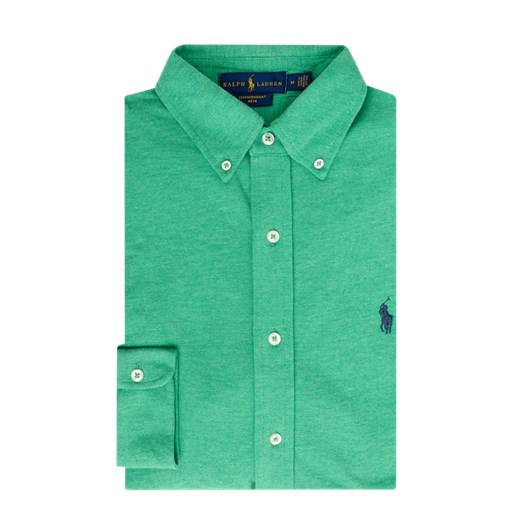 Koszula męska zielona Polo Ralph Lauren gładka wiosenna 