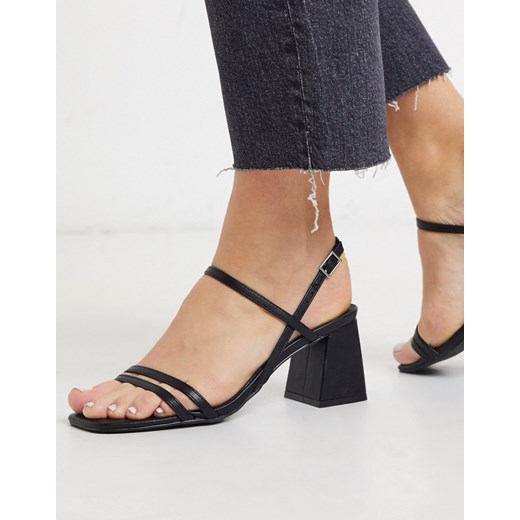New Look – Czarne sandały na obcasie z kwadratowymi noskami-Czarny