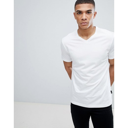 Burton Menswear – Biały t-shirt z dekoltem w kształcie litery V