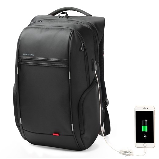 Plecak Kingsons na laptopa 13,3" 14,1" z USB Kolor: czarny