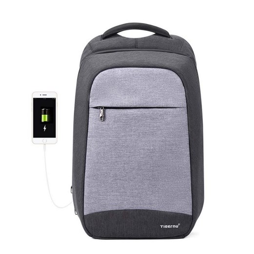 Antykradzieżowy plecak Tigernu na laptopa 15,6" T-B3335 z USB Kolor: czarno-szary