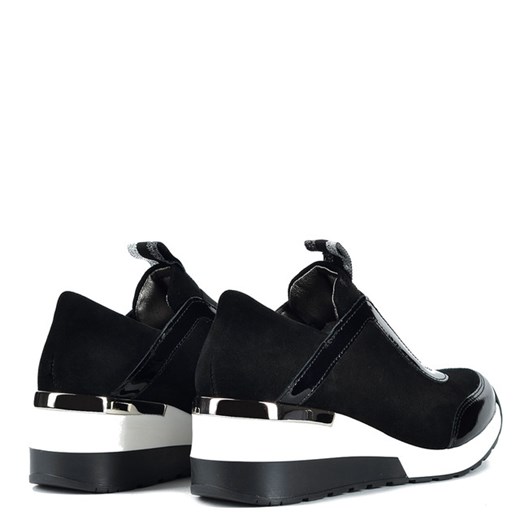 Czarne buty sportowe damskie Claudio Rosetti młodzieżowe bez wzorów wiązane 