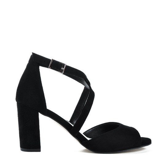 Karino sandały damskie skórzane na lato czarne eleganckie 