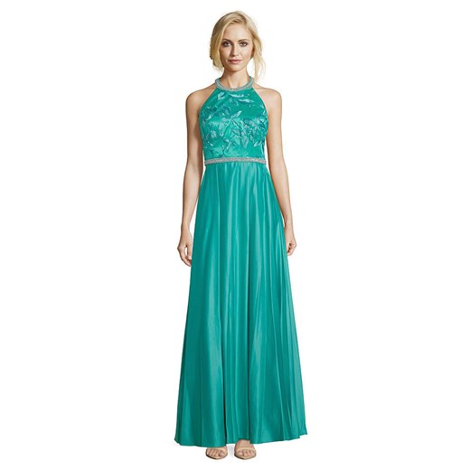 Sukienka Vera Mont karnawałowa bez rękawów zielona elegancka maxi 