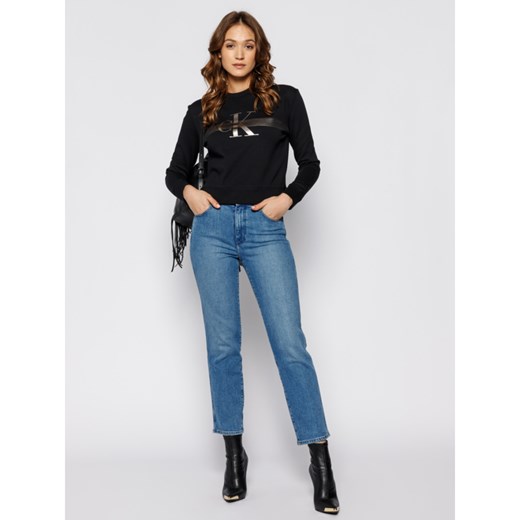 Bluza damska Calvin Klein krótka z napisami w stylu młodzieżowym 