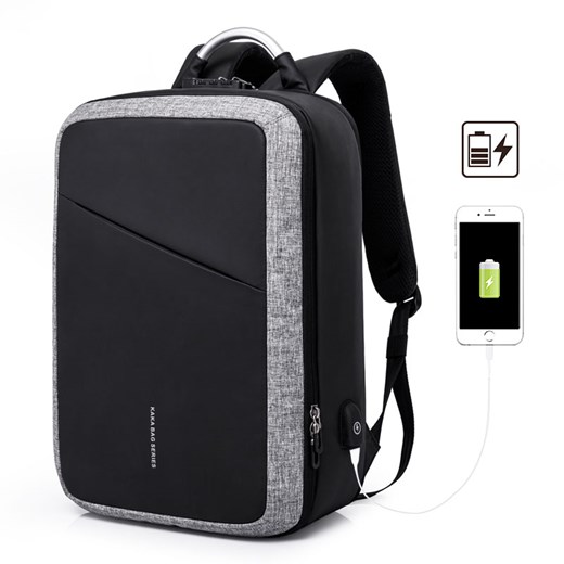 Plecak/torba KK na laptopa 15,6" 807 dwukomorowa z USB Kolor: szaro-czarny