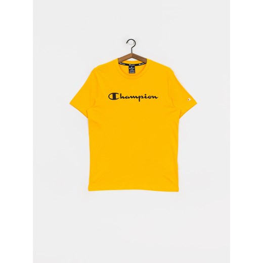 Żółty t-shirt męski Champion Legacy z krótkim rękawem 