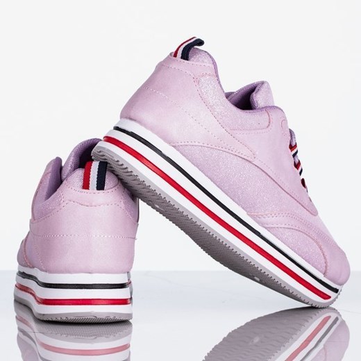 Royalfashion.pl buty sportowe damskie gładkie różowe płaskie młodzieżowe 