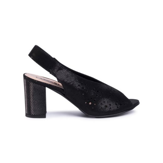 Sandały damskie Lasocki eleganckie na średnim obcasie czarne 