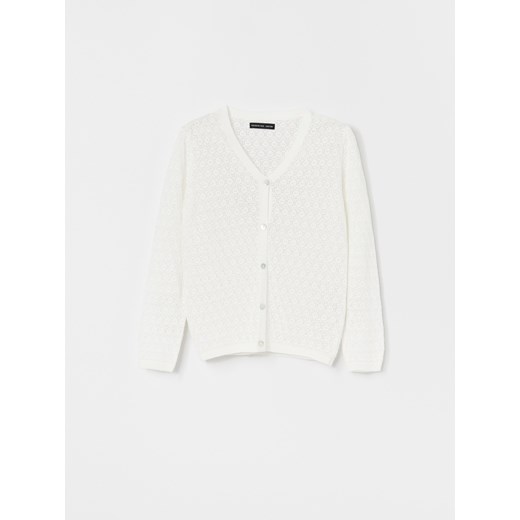 Sweter dziewczęcy biały Reserved z bawełny 