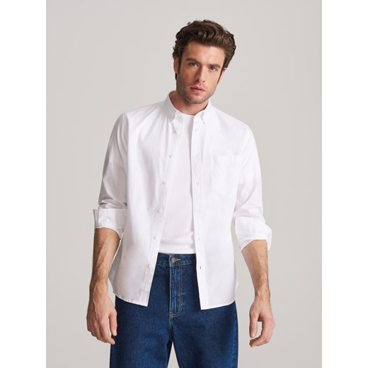 Reserved - Gładka koszula z kieszenią - Biały Reserved  XL 